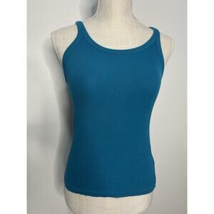 La Miel Ribbed Cross Back Tank Size Small Blue / Turquoise